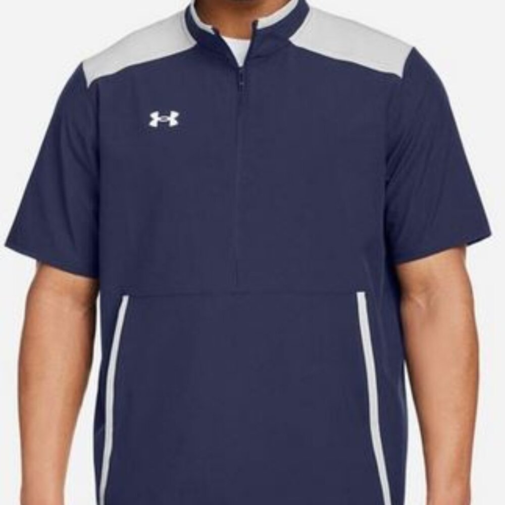 Under Armour Motivate Men's Short Sleeve Half-Zip- Midnite Navy / White, Size M